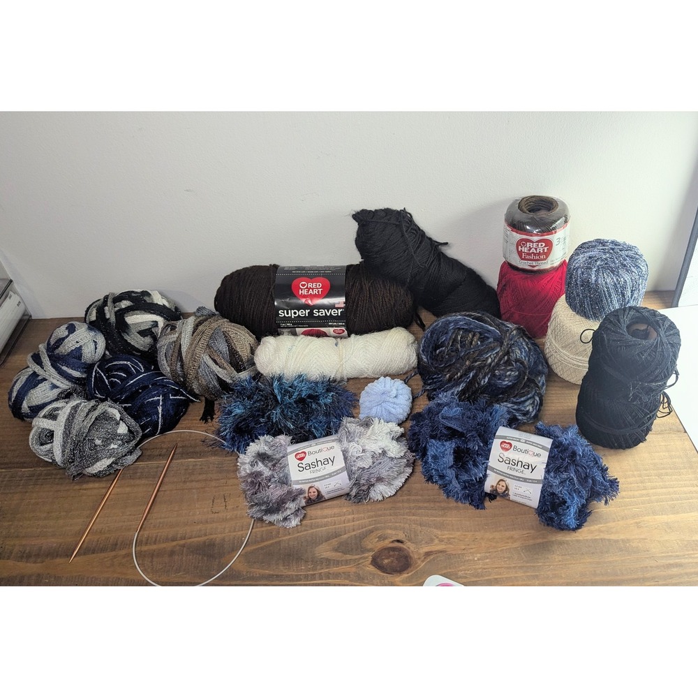 Large Lot Various Yarns Sashay Fringe Super Saver Crochet Thread & Needles Craft